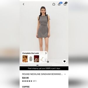 Cider Black and White Gingham Mini Dress